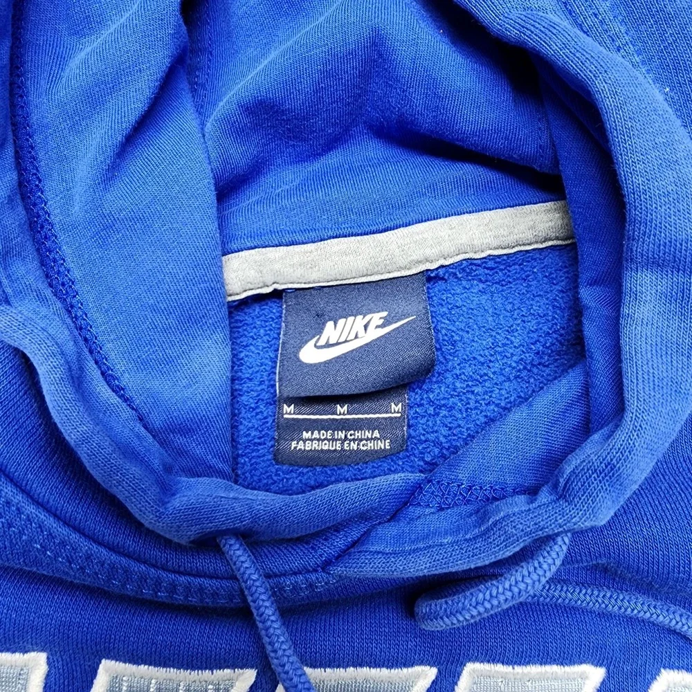 Vintage Nike Mens Medium Blue Travis Scott Center‎ Spell Out Hoodie Sweatshirt